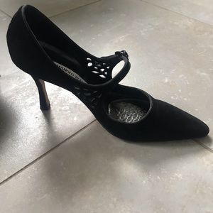 Manolo Blahnik soft black suede shoes